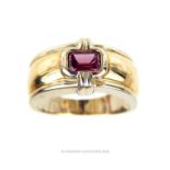 A 9 ct yellow and white gold, Burmese ruby ring