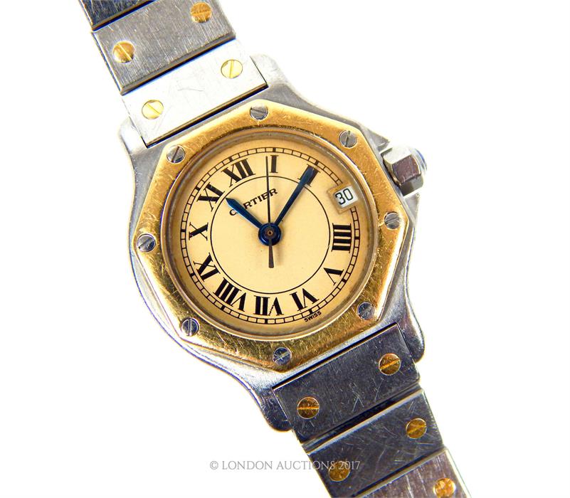 A lady's, vintage, Cartier Santos wristwatch - Image 3 of 6