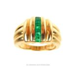 A 14 ct yellow gold and Colombian emerald ring