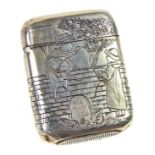 A Victorian sterling silver vesta case converted to a lighter