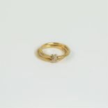 A 9 ct yellow gold, diamond-set, double ring