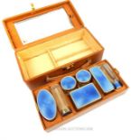 A Fine French Silver and Blue Enamel Dressing Set.