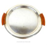 An Art Deco sterling silver circular tray