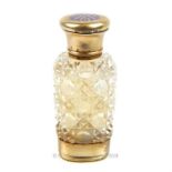 A Victorian Cut Glass and Parcel Gilt Scent bottle with snuff container.