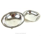 A sterling silver dish and a Greek silver dish