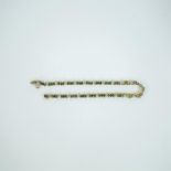 9 ct yellow and white gold, diamond and emerald bracelet