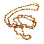 An antique, 18 ct yellow gold, fancy, small-ball, link, chain necklace