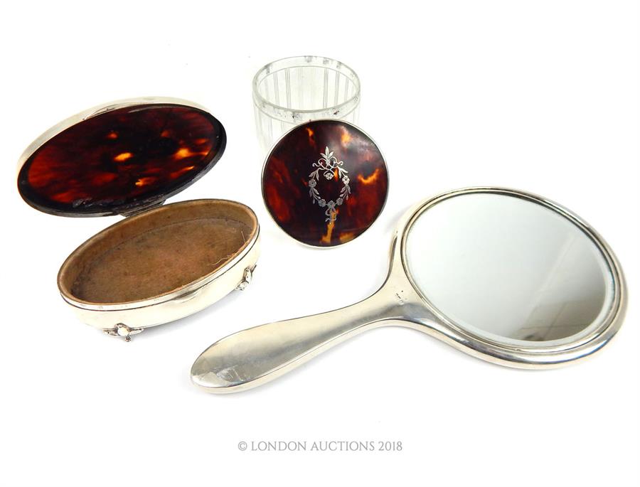 A set of three sterling silver and tortoiseshell dressing table items - Image 2 of 3