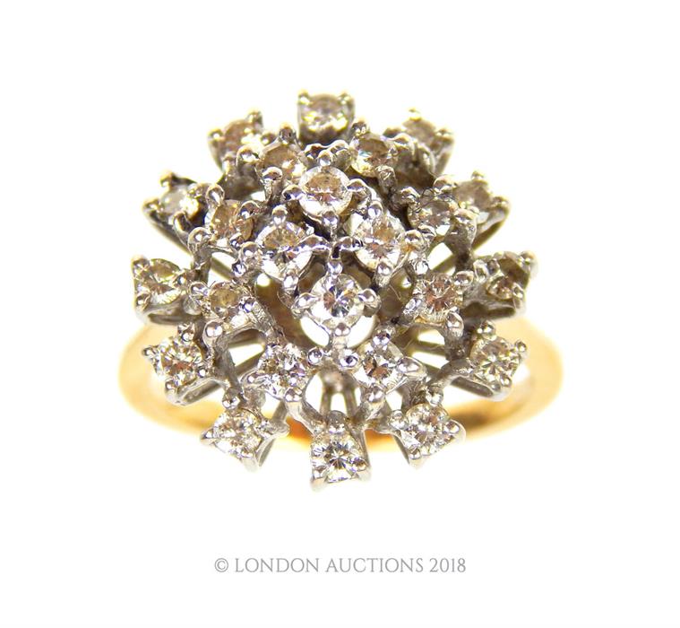 A 9 ct yellow gold diamond cluster ring (approx 1 carat)