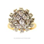 A 9 ct yellow gold diamond cluster ring (approx 1 carat)