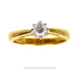 An 18 ct yellow gold, diamond solitaire ring (0.25 carats)