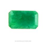 A natural, rectangular, stepped-cut, Colombian emerald (8.35 carats)
