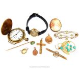 A collection of gold and yellow metal jewellery items