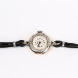 A vintage, lady's, yellow and white gold and diamond-set wristwatch