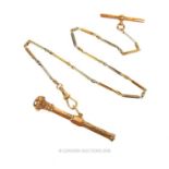 An antique, 9 ct yellow, white and rose gold Albert chain with gold pencil