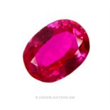 A natural, Burmese, oval-shaped, faceted, deep-pink ruby (19 carats)