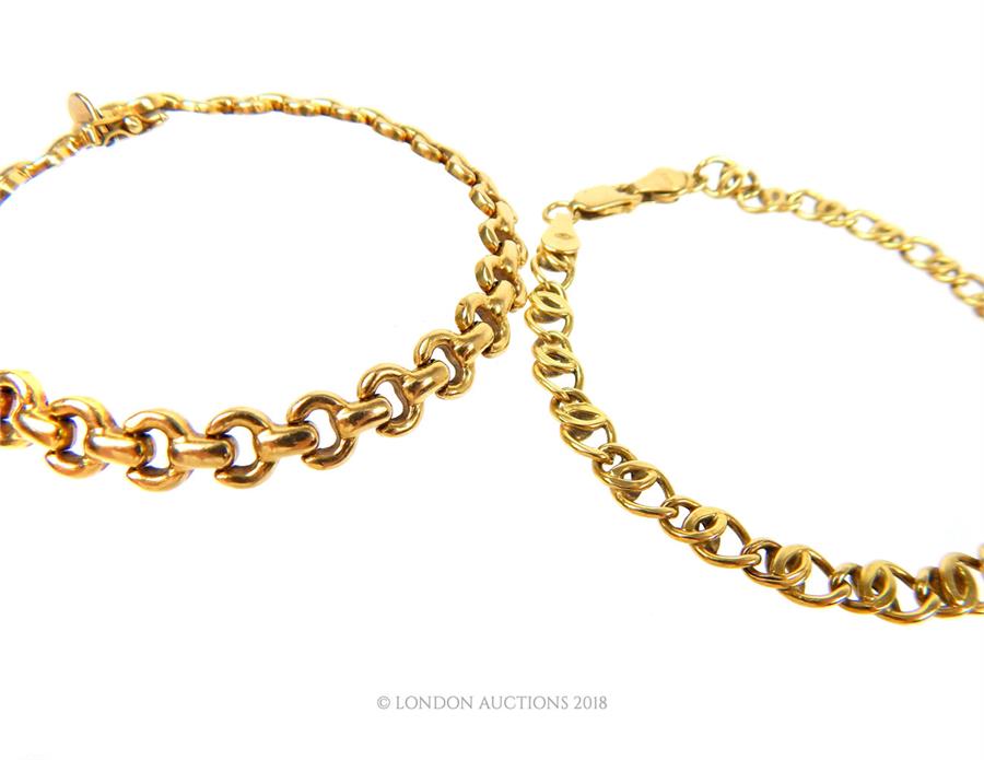 Two, 18 ct yellow gold, linked bracelets - Image 2 of 2