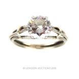 An 18 ct white gold, diamond solitaire ring
