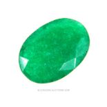 A natural, oval, shaped, faceted emerald (25 carats)