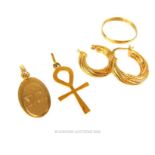 A collection of yellow gold jewellery items