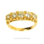 An 18 ct yellow gold, Victorian, graduated, five stone diamond ring.