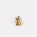 A boxed, 9 ct yellow and white gold, windmill dress-stud