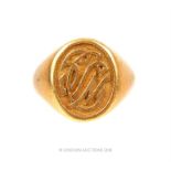 A chunky, 18 ct yellow gold, 19th century, initialled, signet ring