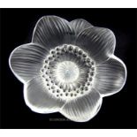 A Lalique, frosted glass, anemone head and stem