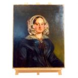 A 19th century oil on canvas portrait of a lady