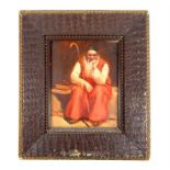 Signature indistinct, A 19th century, Framed, Orientalist painting of a seated gentleman