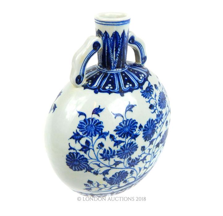 A Chinese, hand-painted blue and white, moonflask - Image 2 of 3
