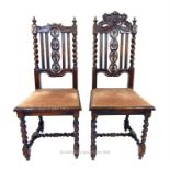 A pair of 19th century ladies and gentleman's oak side chairs