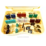 A collection of gilt metal and hard-stone cufflinks