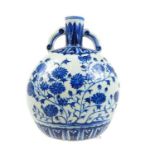A Chinese, hand-painted blue and white, moonflask
