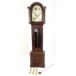 A reproduction, mahogany-cased, grandfather clock