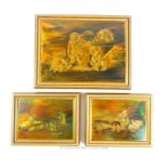 Frederick Priddat, a set of three Canadian etched copper panels depicting Inuit scenes