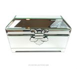 A large, vintage, rectangular, mirrored, jewellery box