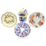 Two Japanese porcelain dishes, another and a jar