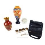 A collection of items including a Chinese cloisonne vase