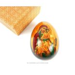 A Russian, hand-painted, papier mache, religious icon, egg