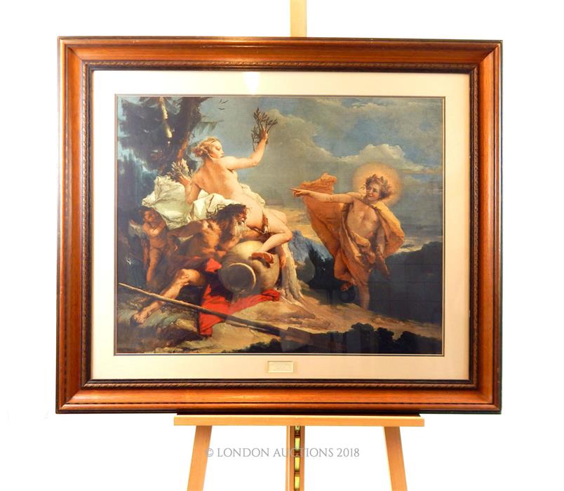 A large, framed colour print of Giovanni Battista Tiepolo's, 'Apollo Pursuing Daphne'