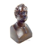 Bronze small library bust of the poet Goethe