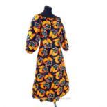 A vintage, 1970's, custom-made, flower print dress (Size: 10/12)