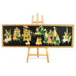 A panoramic batik study of an Indian procession