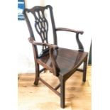 A mahogany Chippendale style open armchair
