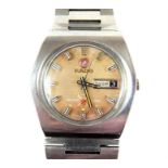 A vintage Rado Golden Sabre gentleman's wristwatch with baton markers and day and date date display;