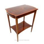 An Edwardian mahogan occasional table with boxwood and ebony stringing and satinwood veneers; 71cm