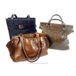 Three designer handbags by Picard, Fendi and Hobbs