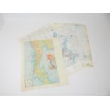 Two War Office silk maps, one from 1957 of Mandalay and Rangoon the other of Burma together with two