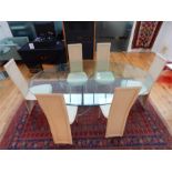 A designer, VITTORIO LIVI, Italian, glass, 'wave' dining table and six chairs